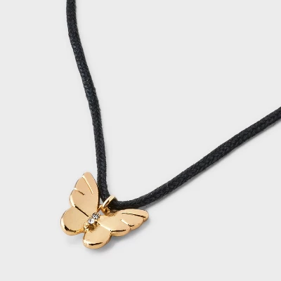 Butterfly Cord And Ear Pendant Necklace Set 2pc - Wild Fable™ Gold 3 Butterfly Cord And Ear Pendant Necklace Set 2pc - Wild Fable™ Gold - Image 3