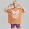 Women's Oversized Butterfly Graphic T-Shirt - Wild Fable™ Brown