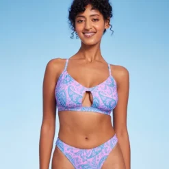 Women's Paisley Print Cut Out Bralette Bikini Top - Wild Fable™ Blue/Pink -Wild Fable GUEST 05a87e1e 09fb 4fd5 a1ca 034e8f4e13b8