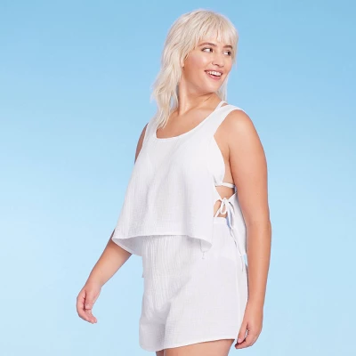 Women's Side-Tie Cover Up Cropped Tank Top - Wild Fable™ 5 Women's Side-Tie Cover Up Cropped Tank Top - Wild Fable™ - Image 5