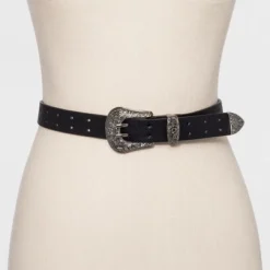 Women's Double Perf Western Belt - Wild Fable Black