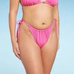 Women's Side-Tie Adjustable Extra High Leg Lurex Plisse Textured Bikini Bottom - Wild Fable™ -Wild Fable GUEST 0b0d9f00 e87a 428e b805 f1f45f23d5d8