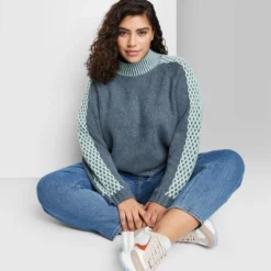 Women's Mock Turtleneck Boxy Pullover Sweater - Wild Fable™ -Wild Fable GUEST 0da729d7 cc67 40a1 9363 59919c8df51b