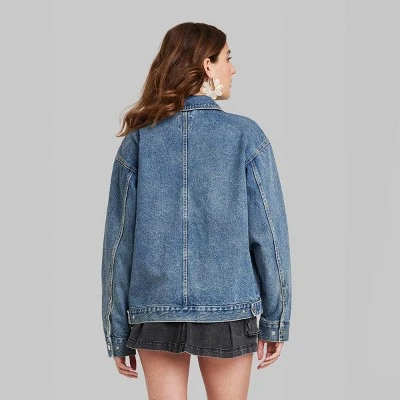 Women's Boxy Zip-Up Denim Jacket - Wild Fable™ Blue Denim 2 Women's Boxy Zip-Up Denim Jacket - Wild Fable™ Blue Denim - Image 2