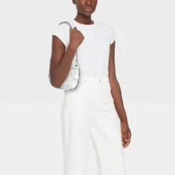 Slouchy Sequin Hobo Shoulder Handbag - Wild Fable™ Silver