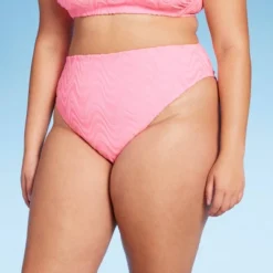 Women's Wavy Terry Textured High Leg Extra Cheeky Bikini Bottom - Wild Fable™ Light Pink -Wild Fable GUEST 167c3c44 e86b 46ce 9abf 85b249f39067