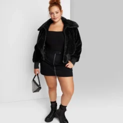 Women's Faux Fur Bomber Jacket - Wild Fable™ -Wild Fable GUEST 19f96e76 acb7 4677 9528 a8cedc42762d