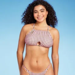 Women's Cut Out High Neck Bikini Top - Wild Fable™ Multi Check Print -Wild Fable GUEST 1c6ef936 8fd2 4c30 b9fa 0a3be9026dfd