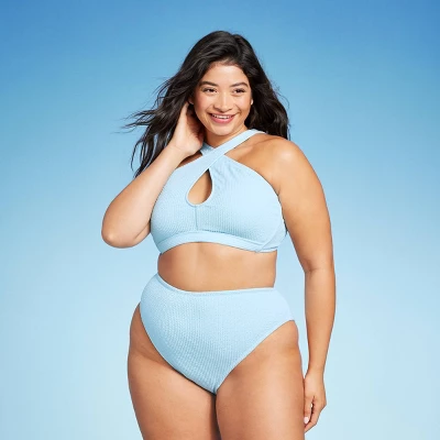 Women's Cross Front Pucker Textured Halter Bikini Top - Wild Fable™ 9 Women's Cross Front Pucker Textured Halter Bikini Top - Wild Fable™ - Image 9