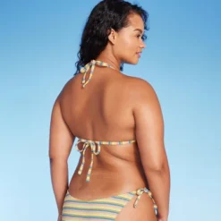 Women's Ribbed Triangle Bikini Top - Wild Fable™ Blue/Green/Pink Striped -Wild Fable GUEST 229c9931 cc6b 4356 abff b71548b086e6