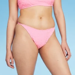 Women's Wavy Terry Textured High Leg Extra Cheeky Bikini Bottom - Wild Fable™ Light Pink -Wild Fable GUEST 2ad8a91c e333 497e a5c8 b7eef54ad562