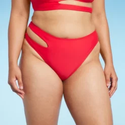 Women's Side Cut Out Mid-Rise High Leg Cheeky Bikini Bottom - Wild Fable™ Red -Wild Fable GUEST 2ae1468c c109 4dd1 8e62 b5542fd31abe