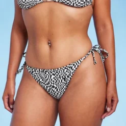 Women's Side-Tie Adjustable Coverage Ultra High Leg Bikini Bottom - Wild Fable™ Black/White Check Print -Wild Fable GUEST 2b6d2e3c 2b0c 4760 a66c bddcee8465d0