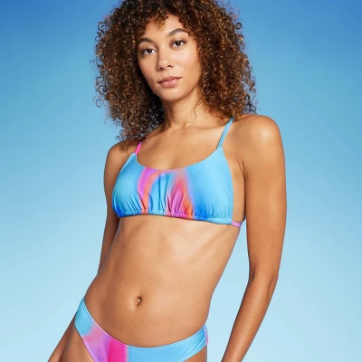 Women's Tunnel Front Bralette Bikini Top - Wild Fable™ Blue Marble Print 2 Women's Tunnel Front Bralette Bikini Top - Wild Fable™ Blue Marble Print - Image 2