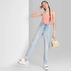 Women's Super-High Rise Distressed Straight Jeans - Wild Fable™ Light Wash -Wild Fable GUEST 2f8acc41 cf25 4c1b 8ab8 a964a3634ed3