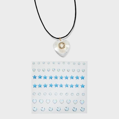 Acrylic Heart With Face Gems Pendant Necklace - Wild Fable™ Clear/Black 18 Acrylic Heart With Face Gems Pendant Necklace - Wild Fable™ Clear/Black - Image 18