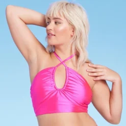 Women's Longline Wrap Halter Bikini Top - Wild Fable™ Pink Shine -Wild Fable GUEST 3ba53a87 f365 4844 9884 fc45b22eb9cb