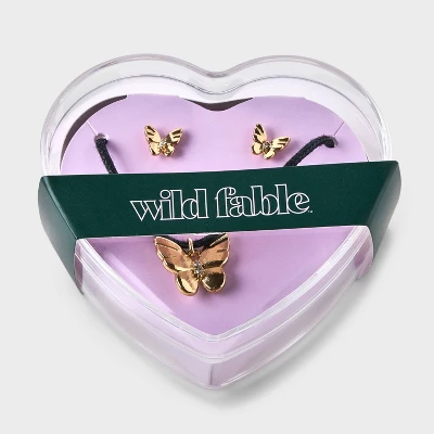 Butterfly Cord And Ear Pendant Necklace Set 2pc - Wild Fable™ Gold 2 Butterfly Cord And Ear Pendant Necklace Set 2pc - Wild Fable™ Gold - Image 2
