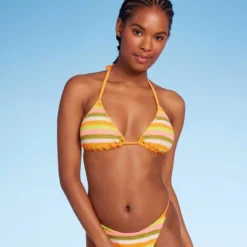 Women's Crochet Triangle Bikini Top - Wild Fable™ Orange Multi Striped -Wild Fable GUEST 3ca11389 2332 4d9f ae48 4c077914c6e8