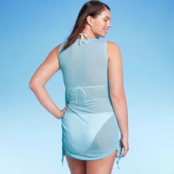 Women's Mesh Drawstring Ruched Sleeveless Cover Up Dress - Wild Fable™ -Wild Fable GUEST 4326bce3 e1dd 4361 b6e6 f0ba22783881