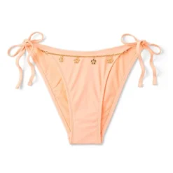 Women's Flower Chain Detail Side-Tie Scoop Cheeky High Leg Bikini Bottom - Wild Fable™ Peach -Wild Fable GUEST 478604a4 5671 4eb9 b708 53080202b078
