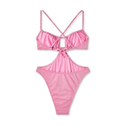 Women's Cut Out One Piece Swimsuit - Wild Fable™ Pink Lurex -Wild Fable GUEST 4bd57c2d bfb5 4d1b a1cb c59ebda7aef3