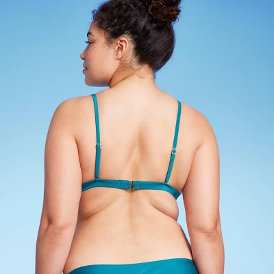 Women's Crochet Overlay Triangle Bikini Top - Wild Fable™ Blue 4 Women's Crochet Overlay Triangle Bikini Top - Wild Fable™ Blue - Image 4