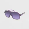 Women's Milky Plastic Oversized Shield Sunglasses - Wild Fable™ Purple