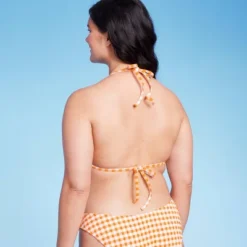 Women's Ruffle Detail Triangle Bikini Top - Wild Fable™ Orange Gingham -Wild Fable GUEST 5a74a806 f1c1 4583 9bb1 04061f8ec7f1