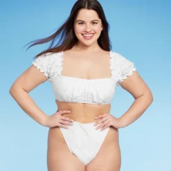 Women's Puff Sleeve Eyelette Bralette Bikini Top - Wild Fable™ White -Wild Fable GUEST 5a82ee81 9edd 4778 961b 1f979c65b705