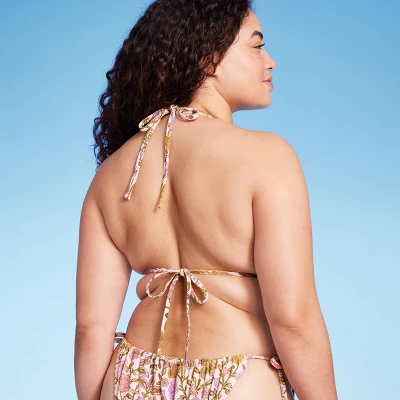 Women's Embroidered Detail Triangle Bikini Top - Wild Fable™ Multi Floral Print 4 Women's Embroidered Detail Triangle Bikini Top - Wild Fable™ Multi Floral Print - Image 4