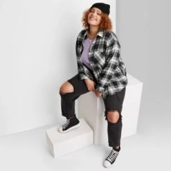 Women's Oversized Button-Down Flannel Shirt - Wild Fable™ Plaid -Wild Fable GUEST 5b0b354b a6fe 44aa ba78 84478a46c3f2