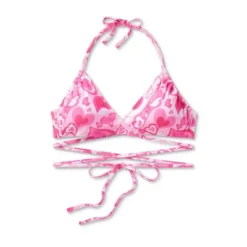 Women's Wrap Bralette Bikini Top - Wild Fable™ Pink Heart Print -Wild Fable GUEST 5e72f7c3 faac 4ff5 91f0 88b9326462fd