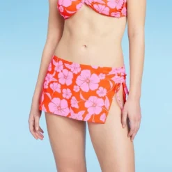 Women's Cinch Side Skirt Cover Up - Wild Fable™ Orange/Pink Tropical Print -Wild Fable GUEST 61a722e9 5af5 4e19 88ba b77659b3be4e