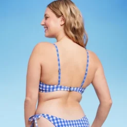 Women's Ruffle Trim Textured Underwire Bikini Top - Wild Fable™ Cobalt Blue Gingham Print -Wild Fable GUEST 6b014206 7d5a 41d3 aaa7 2d5c283084ba