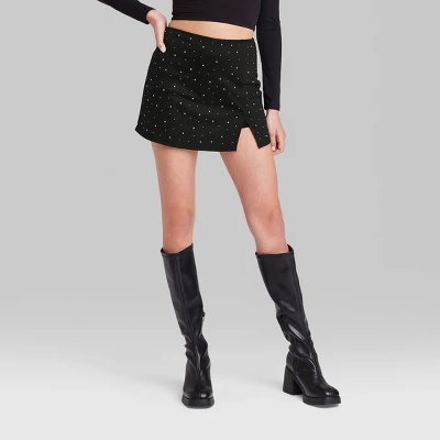 Women's High-Rise Bodycon Mini Skort - Wild Fable™ Black 1 Women's High-Rise Bodycon Mini Skort - Wild Fable™ Black
