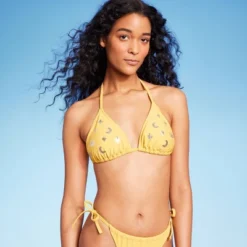 Women's Sequin Detail Triangle Bikini Top - Wild Fable™ Yellow -Wild Fable GUEST 7556a69d 4864 4f92 9639 034b99bb3401