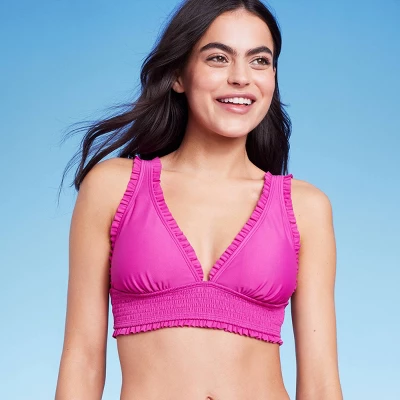 Women's Smocked Detail Longline Bikini Top - Wild Fable™ Purple 2 Women's Smocked Detail Longline Bikini Top - Wild Fable™ Purple - Image 2