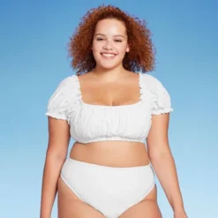 Women's Puff Sleeve Eyelette Bralette Bikini Top - Wild Fable™ White -Wild Fable GUEST 79425e88 3d3e 4ccd aeb1 63c8f7fa5690
