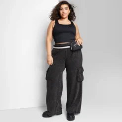 Women's High-Rise Wide Leg Fleece Cargo Pants - Wild Fable™ -Wild Fable GUEST 79dff6e6 dbb1 40e9 8490 70f6ab4ae70b