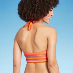 Women's Drawstring Ruched Halter Longline Bikini Top - Wild Fable™