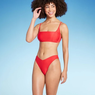Women's Low-Rise Super Cheeky Extra High Leg Bikini Bottom - Wild Fable™ Red 2 Women's Low-Rise Super Cheeky Extra High Leg Bikini Bottom - Wild Fable™ Red - Image 2