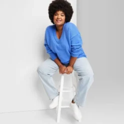 Women's V-Neck Fuzzy Oversized Pullover Sweater - Wild Fable™ -Wild Fable GUEST 7d9e6a29 6edd 4384 8aa8 f1e6cfe9c399