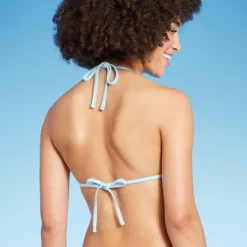 Women's Mixed Icon Crochet Triangle Bikini Top - Wild Fable™ Blue