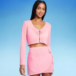 Women's Tie-Front Cropped Mesh Cover Up Cardigan - Wild Fable™ -Wild Fable GUEST 7eb56840 aab6 463f a33b 68784829e296