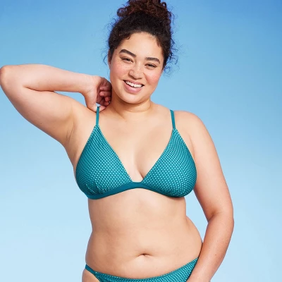 Women's Crochet Overlay Triangle Bikini Top - Wild Fable™ Blue 3 Women's Crochet Overlay Triangle Bikini Top - Wild Fable™ Blue - Image 3