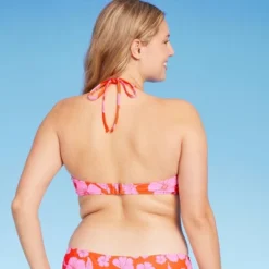 Women's Ring Front Halter Bandeau Bikini Top - Wild Fable™ Orange/Pink Tropical Print -Wild Fable GUEST 81260b84 a416 4df8 b019 632111067f2e