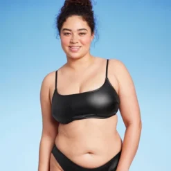 Women's Faux Leather Bralette Bikini Top - Wild Fable™ Black -Wild Fable GUEST 83371587 cc83 4082 99c6 0c6e4823f994