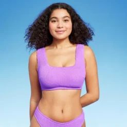Women's Pucker Square Neck Wide Strap Bralette Bikini Top - Wild Fable™ -Wild Fable GUEST 89891193 a216 43a3 93ad fa415eea7250