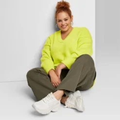 Women's V-Neck Fuzzy Oversized Pullover Sweater - Wild Fable™ -Wild Fable GUEST 8a255a13 cd04 41f4 b92c 22fd5f18f60f